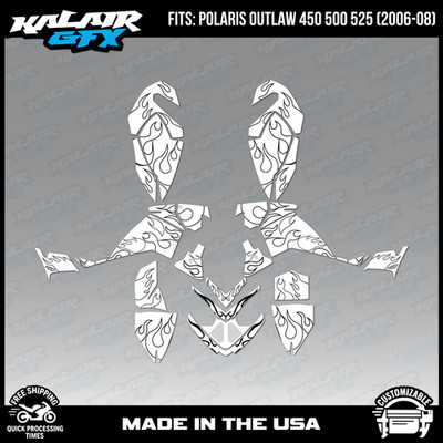 Graphics Kit for Polaris Outlaw 450 500 525 (2006-2008) Flame-WHITE