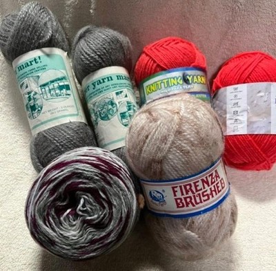 STASH  Lot of 6 Mixed Acrylic, Polyester, Brushed, Self-Stripping, Size 3 Yarn