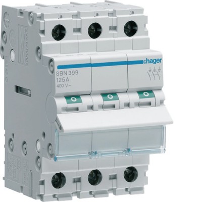 Hager SBN399 SBN Load Break Switch 3P 125 A DIN Rail