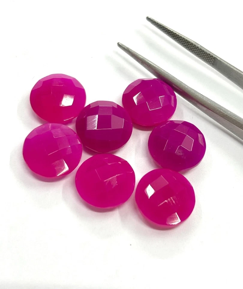 Natural Hot Pink Chalcedony Round Briolette Cut Gemstone for Elegant Jewelry - Image 4 of 4