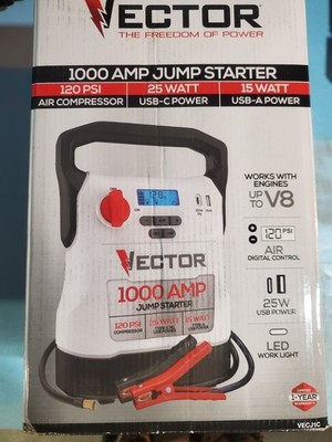 Vector 1000A Jump Starter, Air Compressor, USB Power 