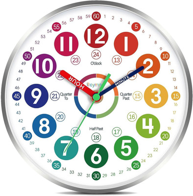 Wall Clock Teaching Time Wall Clocks Battery Operated Silent Non Ticking - Analo