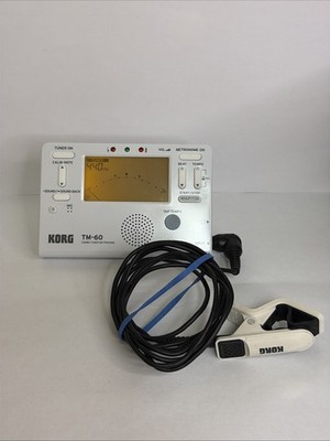 Korg TM-60 Combo Tuner/ Metronome With Clip-on Mic Microphone White w6a3 Working