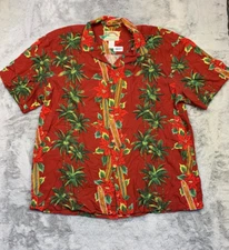 Paradise Found Shirt Mens Extra Large Hawaiian Floral Short Sleeve Button Up