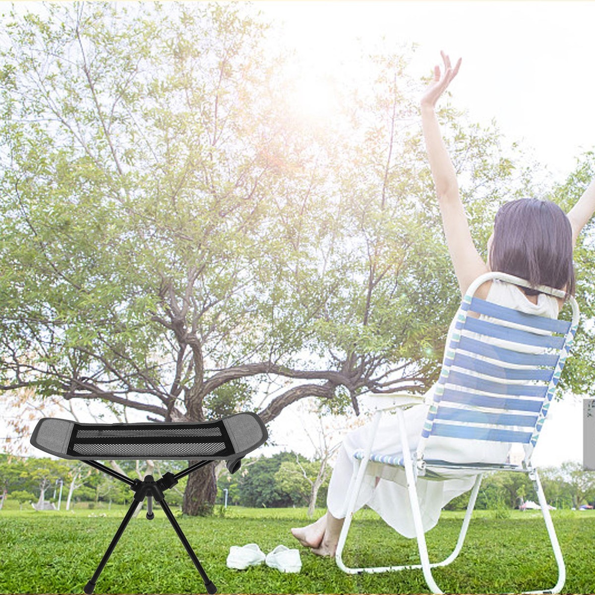 Foot Stool Folding Chairs With Leg Rest Camp Chair With Foot Rest