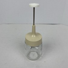 Vintage Gemco Hand Chopper Clear Glass Cream Handle Kitchen Tool Gadget Retro