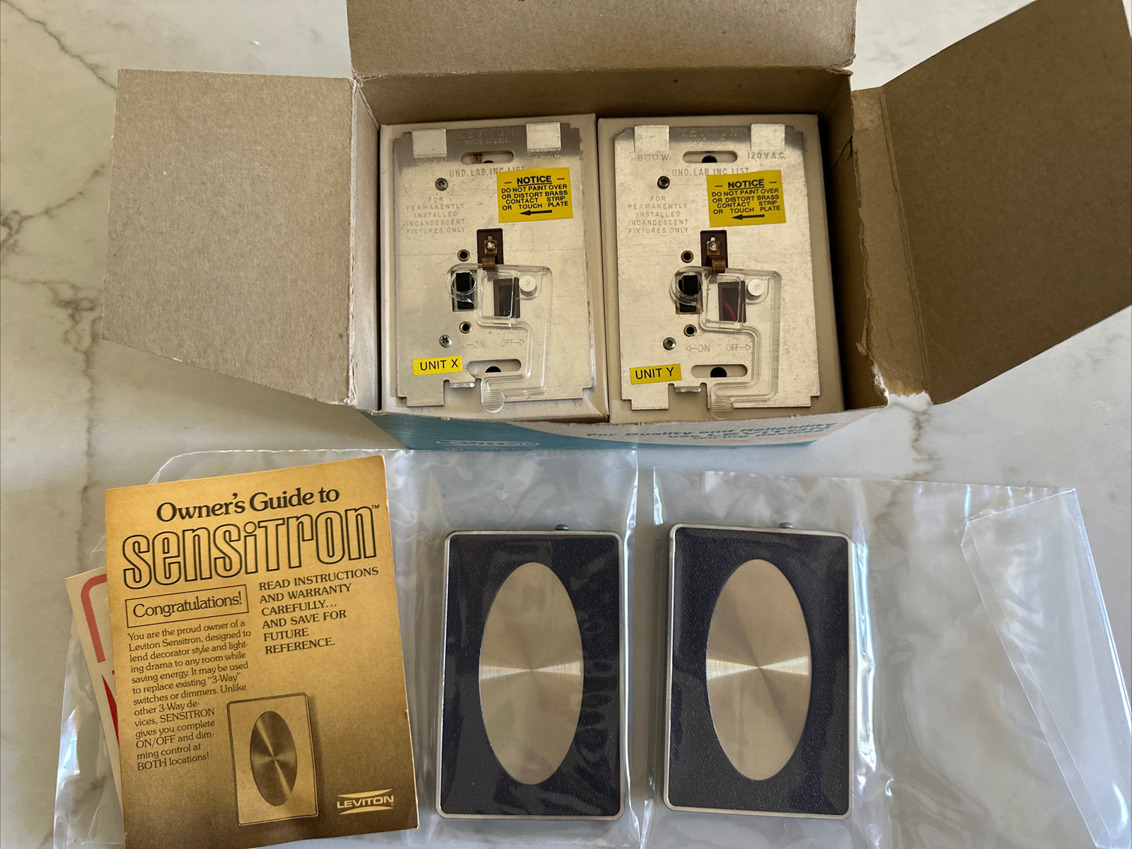 2 VINTAGE LEVITON 6609 ,SENSITRON 3-WAY TOUCH DIMMER,600W-120V INCANDESCENT ONLY