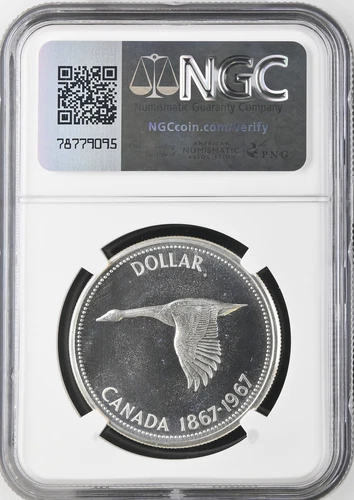 :1967 S1$ GOOSE DOLLAR ELIZABETH II CANADA NGC PL 67 CAMEO RARITY R6 69/3