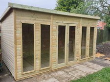 14X8 SUMMERHOUSE 22MM CLADDING TANALISED HEAVY DUTY GARDEN OFFICE FITTED