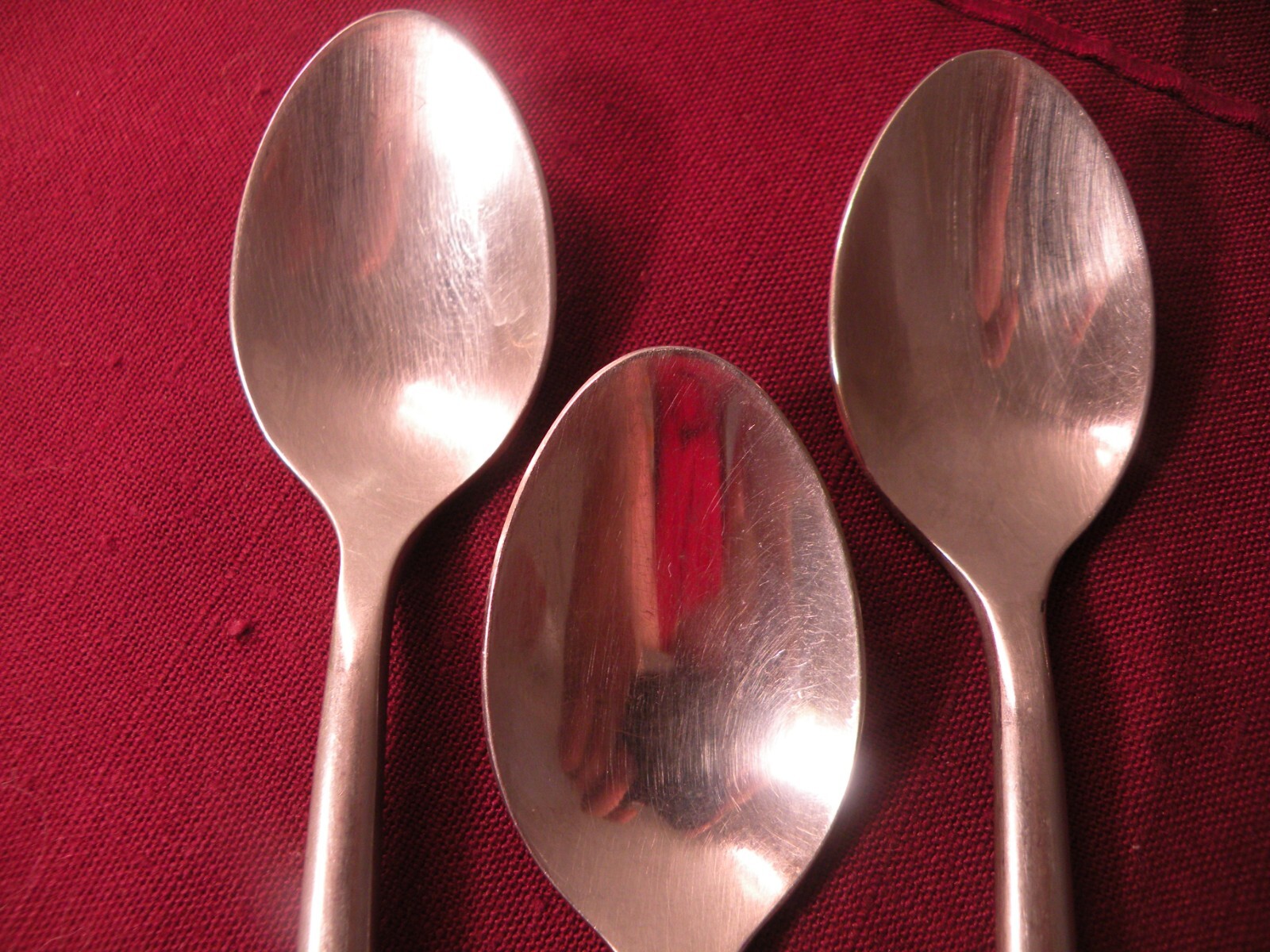 Set Of 3 Teaspoons CAMBRIDGE CBS56 Frosted Handle Stainless Slanted Tip 6 1/2"