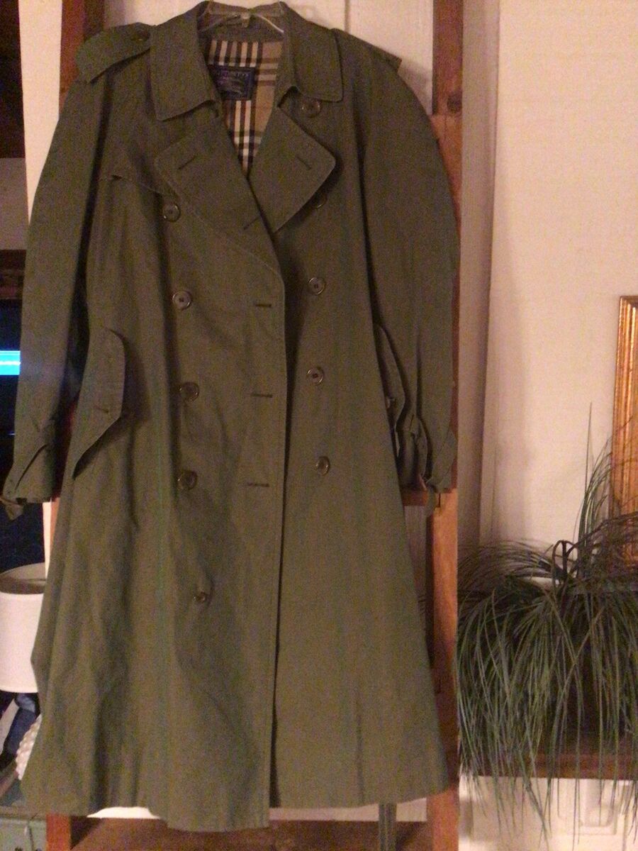 vintage burberry unisex trench coat military green england nova lining