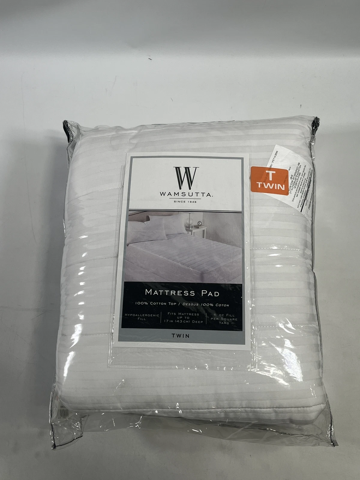 Wamsutta Twin Mattress Pad Cotton Top Hypoallergenic NEW