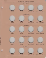 Dansco Replacement Page 3 For 8147 US National Parks Quarters w/ Proof 2018 New