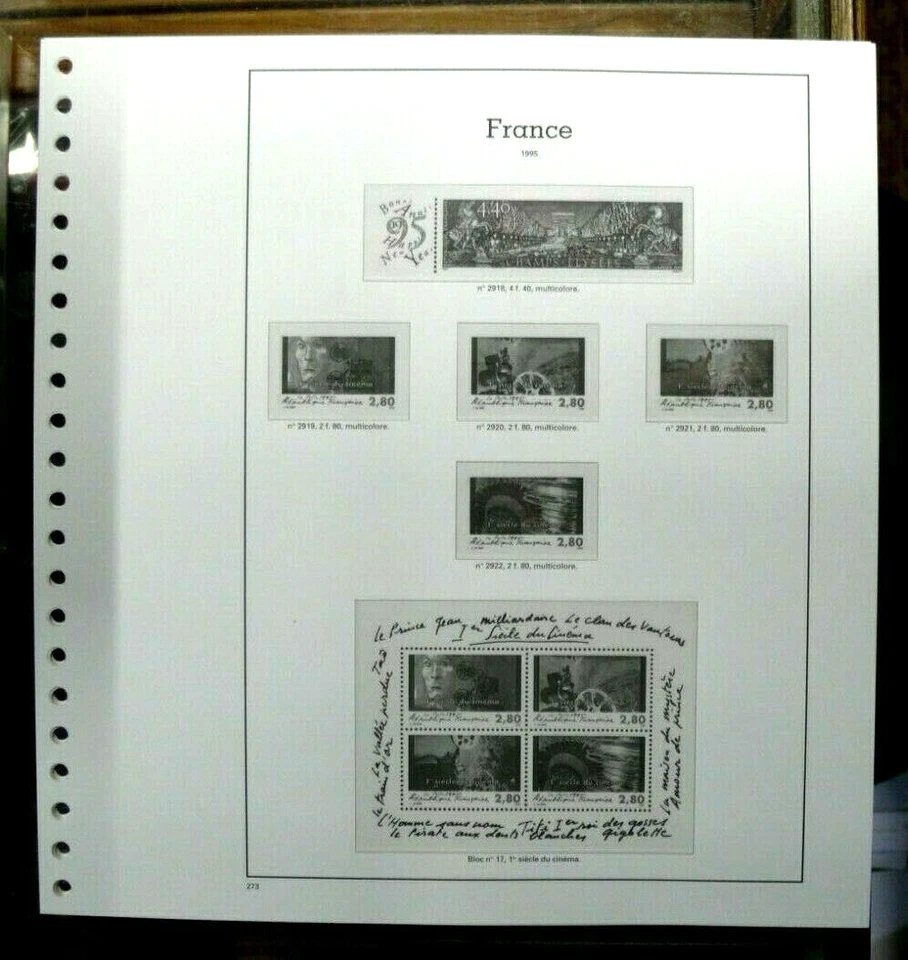 YVERT ET TELLIER : FEUILLES SC SUPRA FRANCE ANNEES 1995 AVEC POCHETTES - NEUF