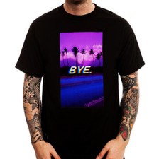 Vaporwave Bye Sad Miami Retro Aesthetic Men's Printed Cotton T-Shirt Top Tee