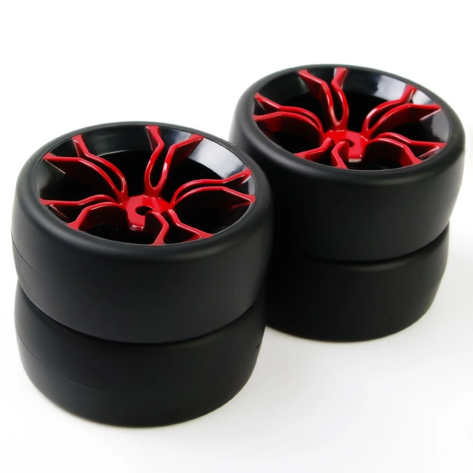 4X 1:10 Drift Tires Wheel&Rim 12mm Hex PP0477&MPNKR For HSP HPI RC On Road Car - Image 2 of 4