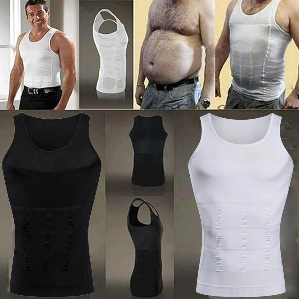 4 Pack Men Slim Body Shaper Vest Gynecomastia Compression Tummy Control Shirts - Image 4 of 4