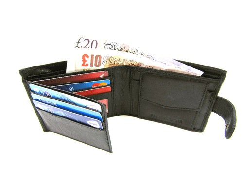 Mujer Calidad Negro Cuero Porta de Crédito Id Foto | eBay