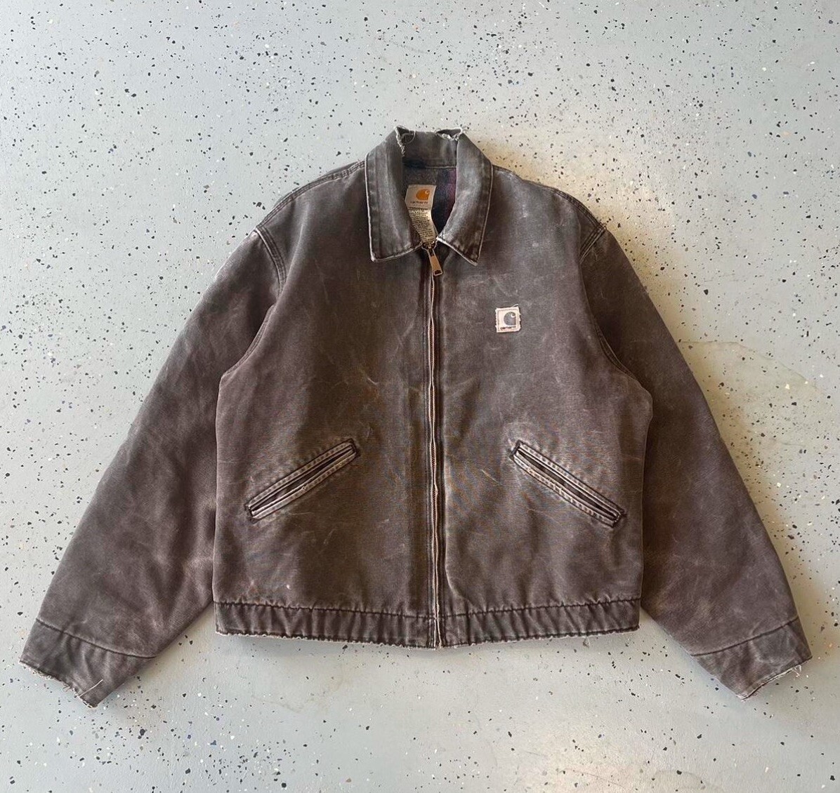 Vintage Carhartt J146 Detroit Jacket Mens Large Brown Blanket Lined CHT