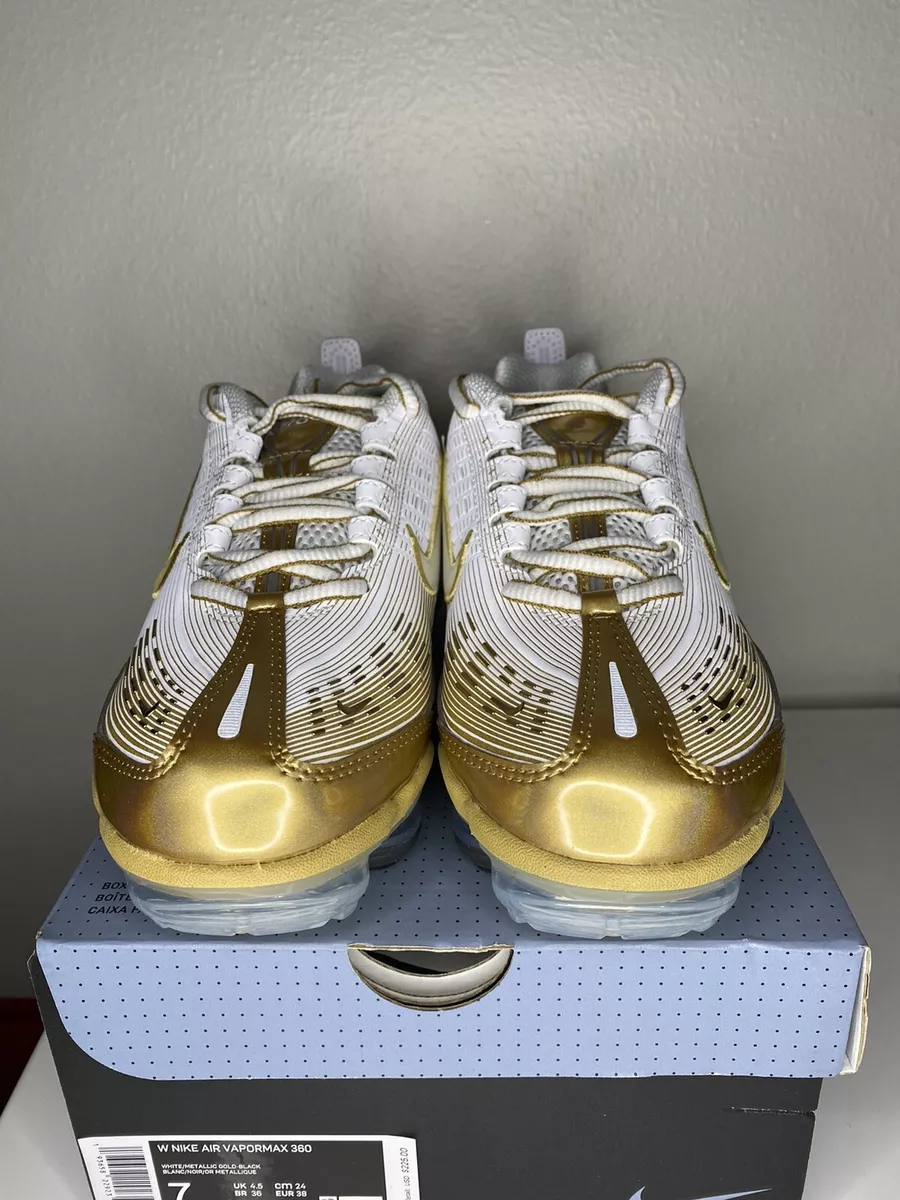 Nike Air Vapormax 360 White Metallic Gold Women s Size 7 CK9670