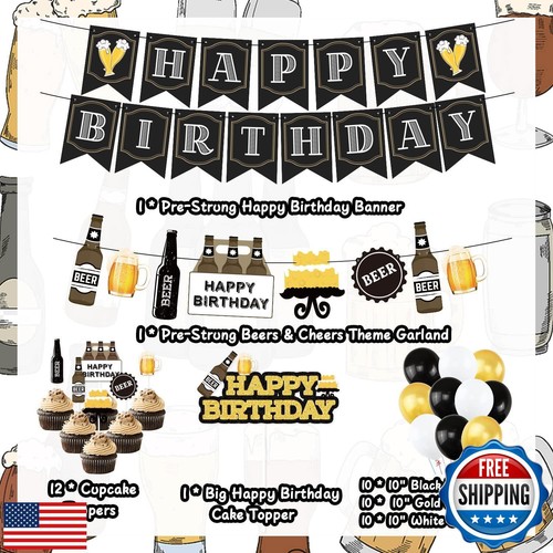 Beer Birthday Party Decorations, Cheers and Beers Happy Birthday Party Banner - Picture 2 of 5