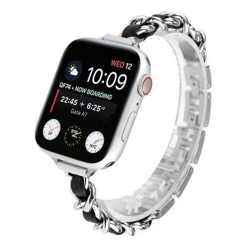 Women Luxury Band for Apple Watch Strap Thin Stainless Steel + Leather 42mm 38mm - Picture 10 of 15