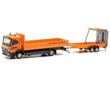 Herpa 956246 Mercedes-Benz Atego 13 Pritschen-LKW mit Verkehrssicherungsanhänger