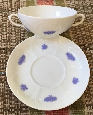 Adderley Ware China Blue Chelsea Sprig Porcelain Bouillon Cup Soup Bowl & Saucer - Image 1 of 4