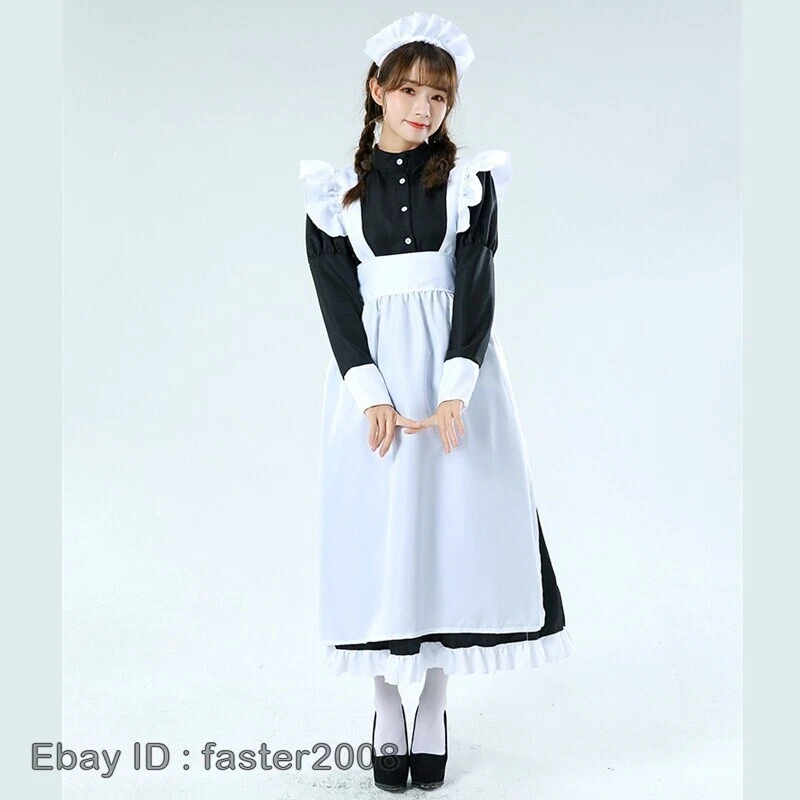 女仆礼服褶皱洛丽塔花式服装角色扮演经典英国风格复古家居 — 第 4/4 张图片