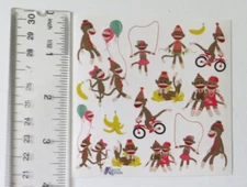 Violette Stickers - SOCK MONKEYS - 4x4 Square of Stickers #K23