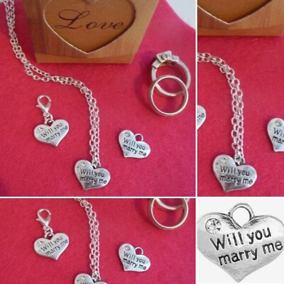 Kette Charm  ''Will you Marry Me'' Herz Heiratsantrag Verlobung Valentinstag Set