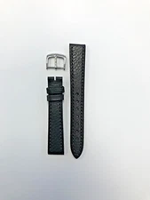 16mm Black Genuine Leather Watch Band - USA