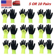 5 OR 10 PAIRS OF LATEX RUBBER PALM STRING KNIT WORK GLOVES Size: M or L