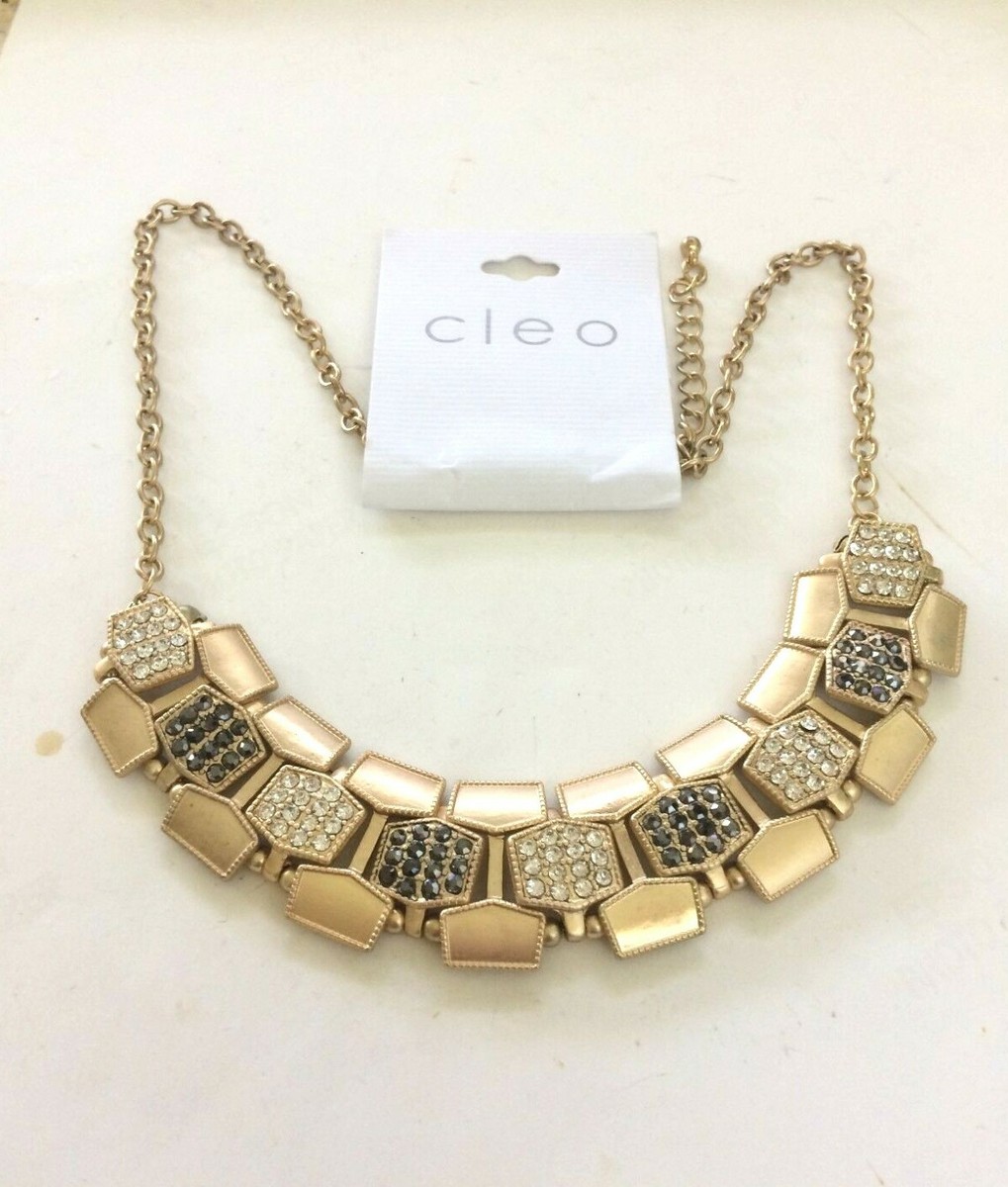 NX3742 DESIGNER INSPIRED UNIQUE GOLD TONE CRYSTAL CHOKER NECKLACE