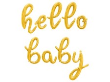 HELLO BABY Cursive Letter Balloon Banner - Baby Shower Party Supply Decorations
