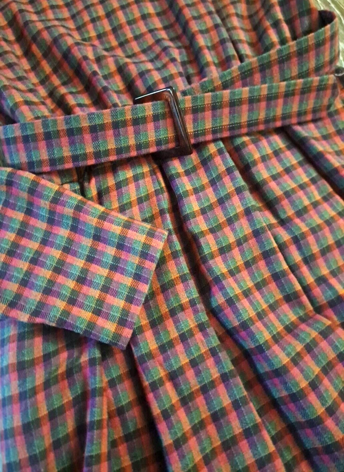 Vintage Doncaster Dress Womens Custom Plaid Midi Button Back Long Sleeves M - Image 2 of 4