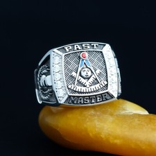 Past Master Mason Masonic Freemasonry Lodge Sterling Silver Ring