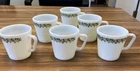 6 Vintage PYREX Corelle Corning Mugs Cups Spring Blossom Crazy Daisy Green White