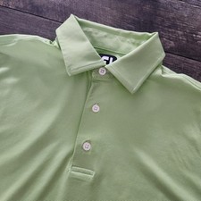 FootJoy FJ Polo Shirt Mens Large Lime Green Striped Performance Golf Stretch