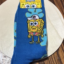 Nickelodeon SpongeBob SquarePants Graphic Crew Socks Blue Kids 10-13 1 Pair