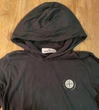 Stone Island Junior felpa nera con cappuccio logo schiena oro bambino 8 anni