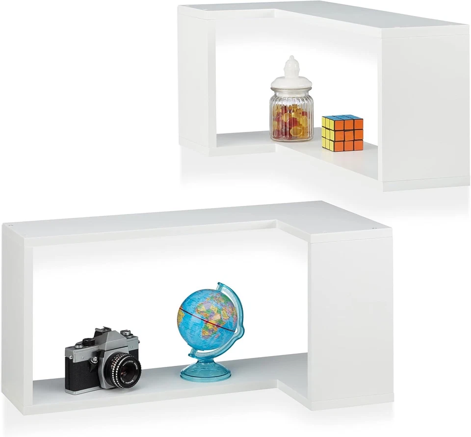 Estantería decorativa blanca Relaxdays, juego de 2 unidades - Imagen 2 de 4