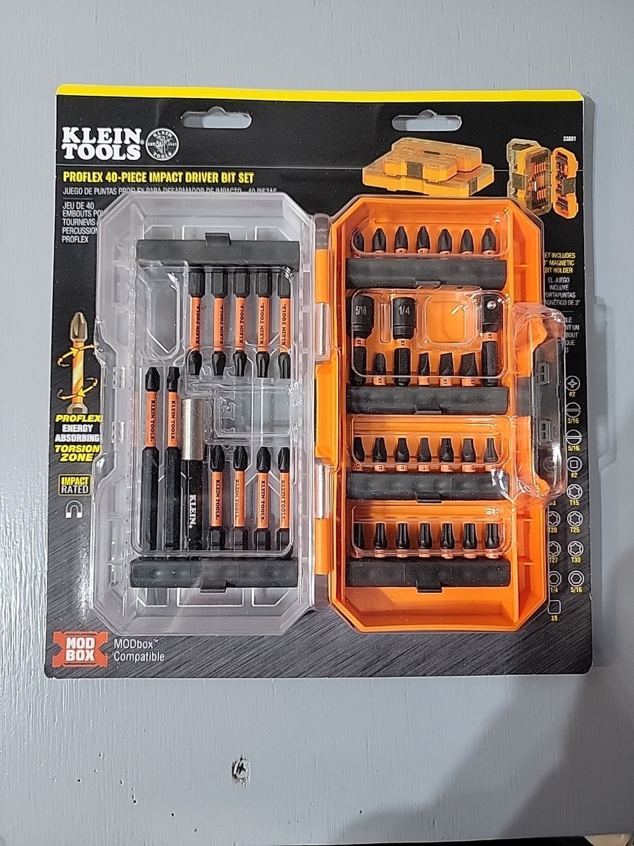 Klein Tools 33801 40 Pc Impact Driver Bit Set Magnetic Nut Drivers
