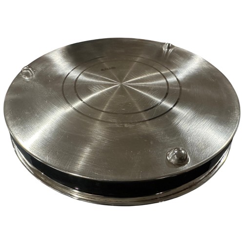 925 Sterling Silver Hallmarked Heavy Sapad / Dinner Thali with Stand - Style#05 - Picture 2 of 8