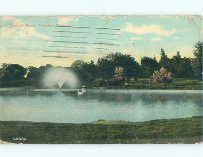 #ad Divided Back FOUNTAIN SPRAY AT CENTRAL PARK Topeka Kansas KS c9574 $1.75