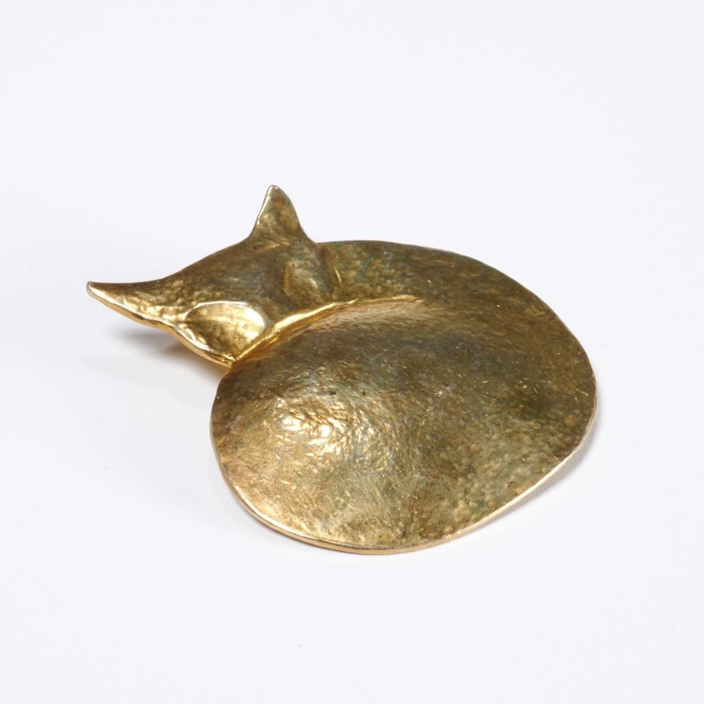 Celine T Saxe Paris Gold Tone Metal Cat Brooch Pin 2