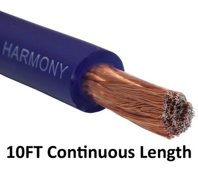 Harmony Audio 1/0 0 Gauge Car Stereo Matte Blue Power Cable Amp Wire - 10 FT