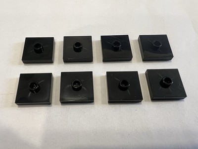 Lego Lot Of 8 2x2 Black Plate / Tile With 1 Knob New City Plates Tiles