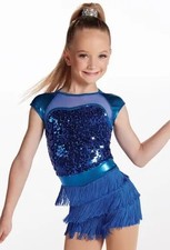 Weissman 10178  A Different Beat  Blue Sequin Fringe Dance Costume MC Jazz Tap