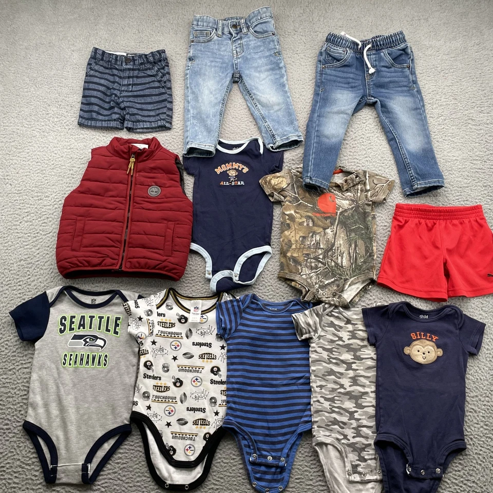 Timberland Carhartt Lote de 12 Niños 6-12 Meses Puffer Chaqueta Jeans Dormir Jugar NFL Foto 3 de 4